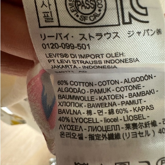 Levi’s Hawaiian/Tropical Print Button Up Cotton Stretch Blouse - Picture 6 of 6